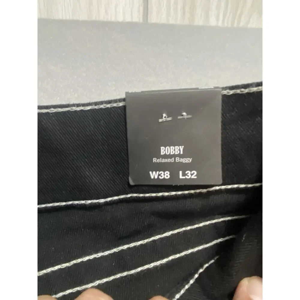 NEW TRUE RELIGION BOBBY RELAXED BAGGY MENS BLACK DENIM JEANS 38 X 32 NWT